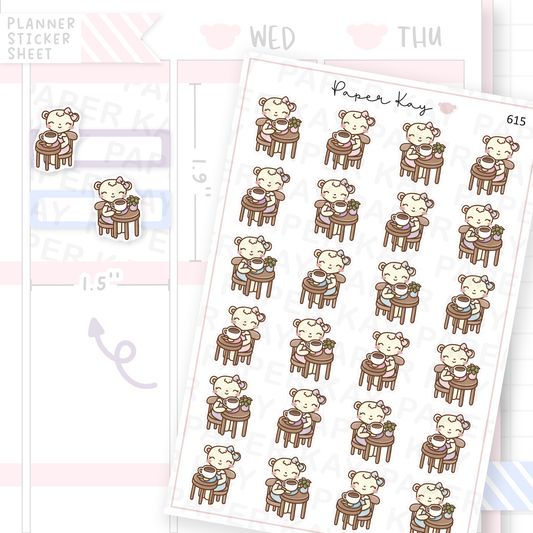 Dot the Bear Cafe Table Planner Sticker Sheet