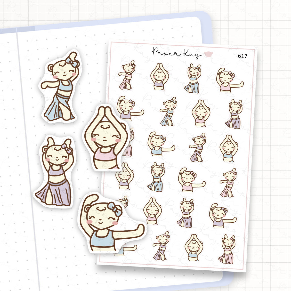 Zoomed in image of the doodles from a character planner sticker sheet.
