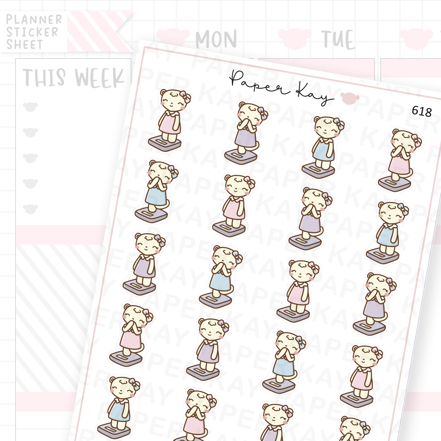 Happy/Content DTB on Weighing Scales Planner Sticker Sheet