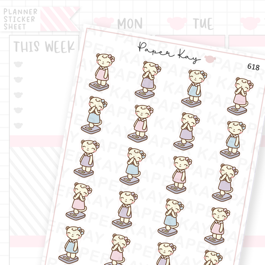 Happy/Content DTB on Weighing Scales Planner Sticker Sheet