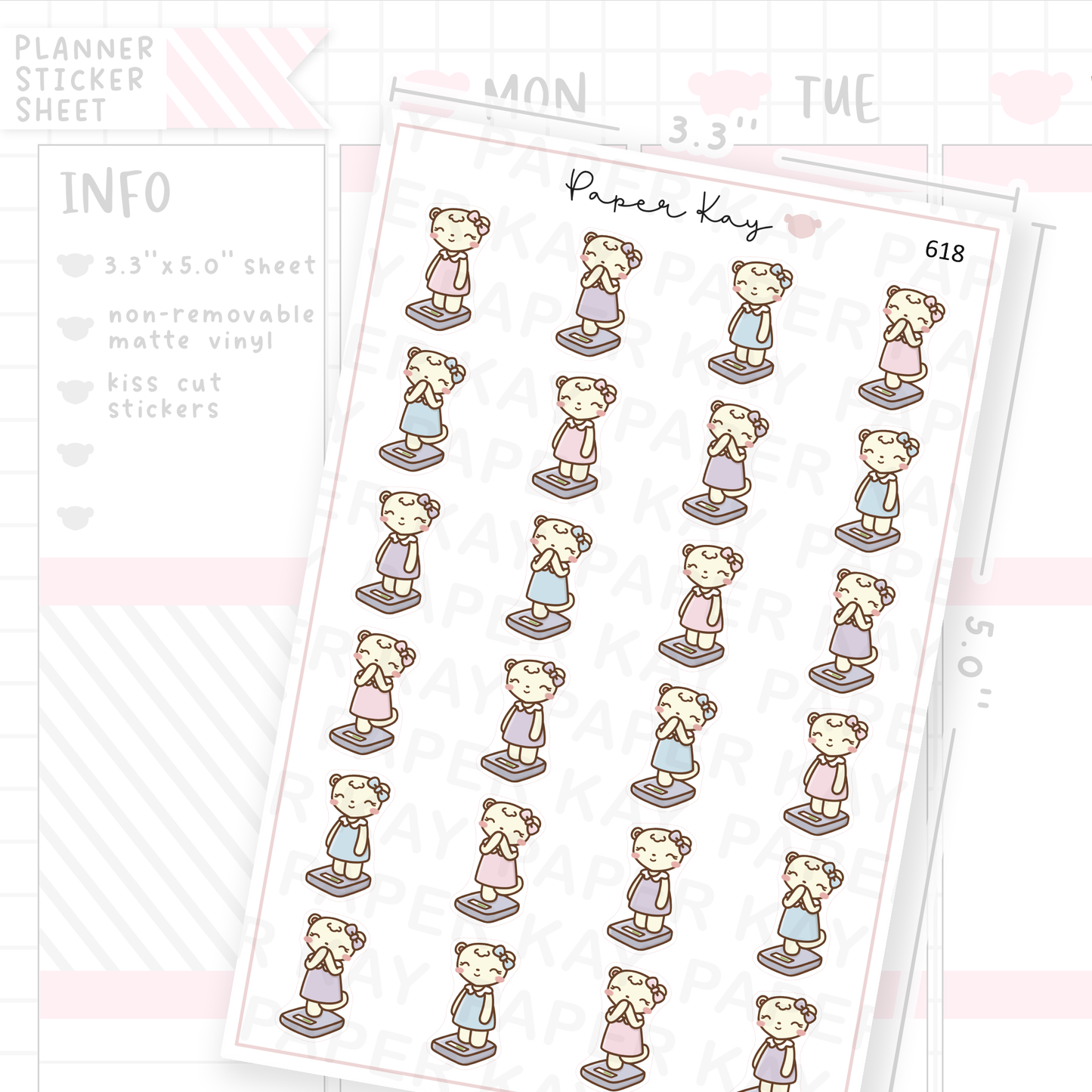 Happy/Content DTB on Weighing Scales Planner Sticker Sheet