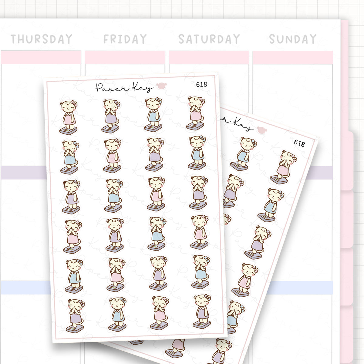 Happy/Content DTB on Weighing Scales Planner Sticker Sheet