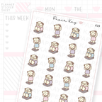 Sad/Disappointed DTB on Weighing Scales Planner Sticker Sheet