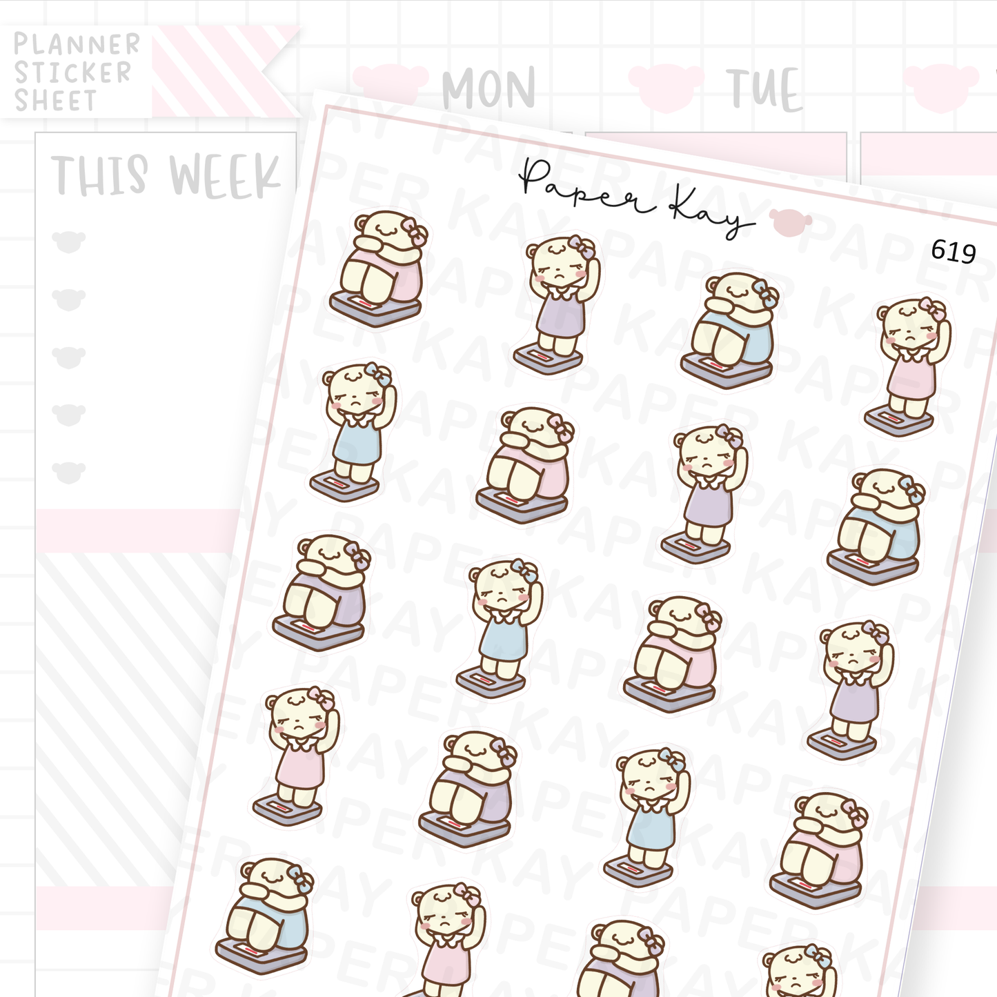 Sad/Disappointed DTB on Weighing Scales Planner Sticker Sheet