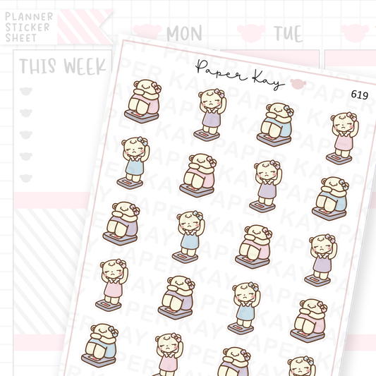 Sad/Disappointed DTB on Weighing Scales Planner Sticker Sheet