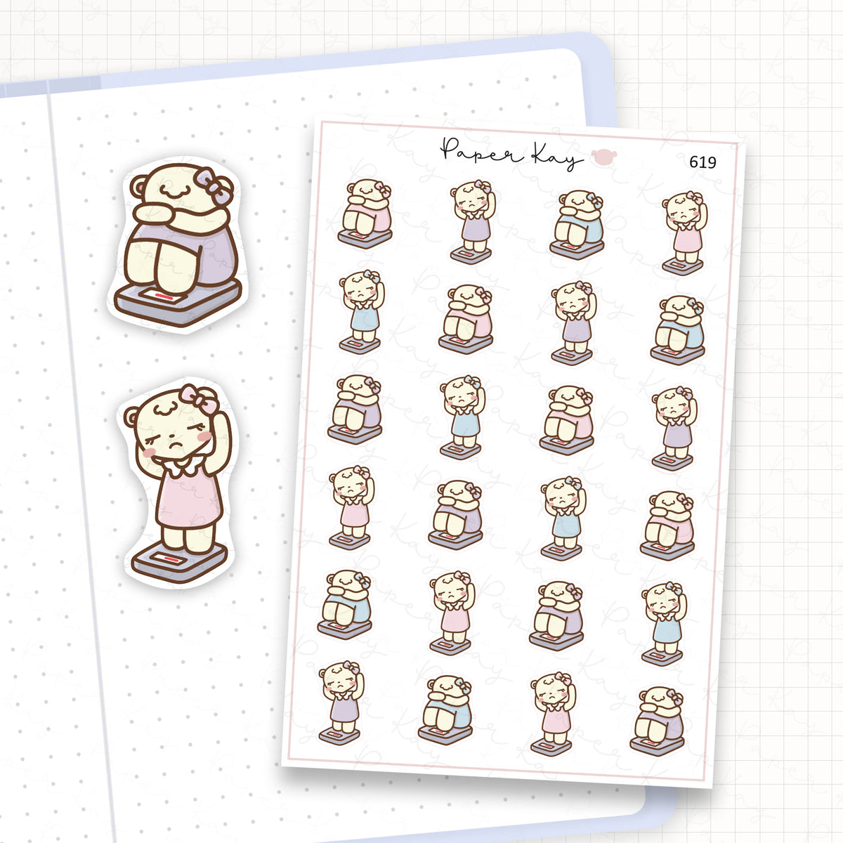 Zoomed in image of the doodles from a character planner sticker sheet.