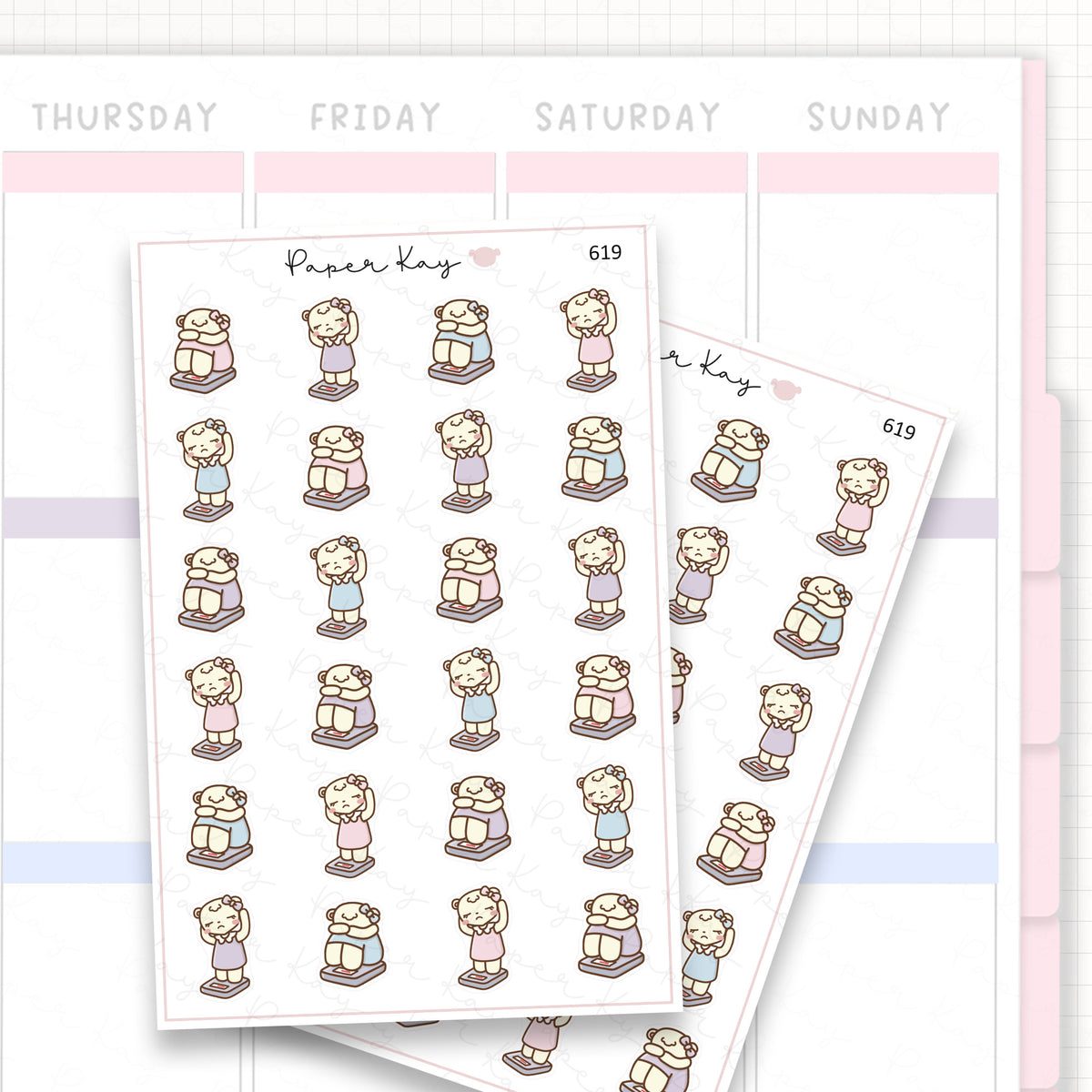 Sticker sheet product measurement.
