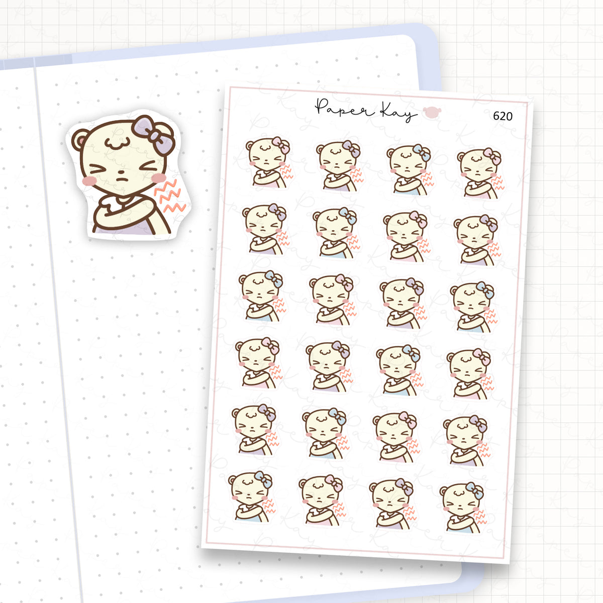 Zoomed in image of the doodles from a character planner sticker sheet.