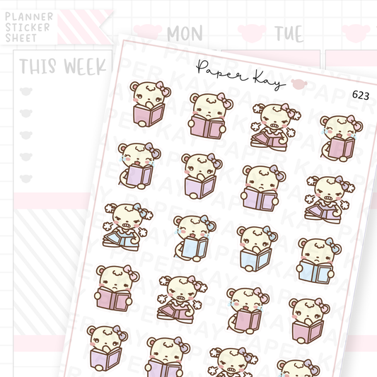 Dot the Bear Reacting to a Book Planner Sticker Sheet