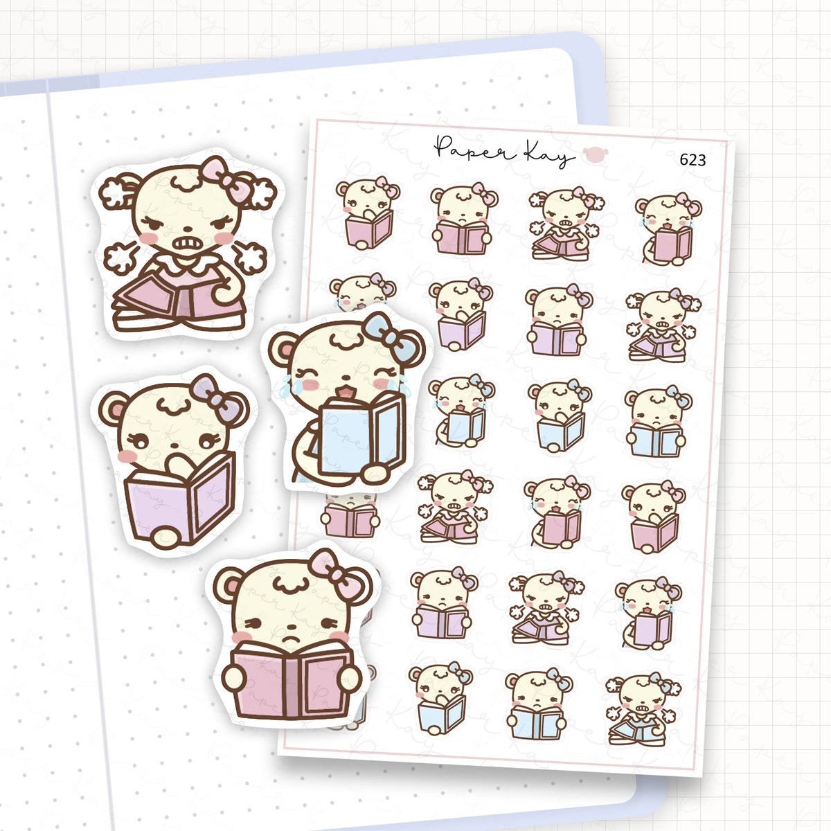 Zoomed in image of the doodles from a character planner sticker sheet.