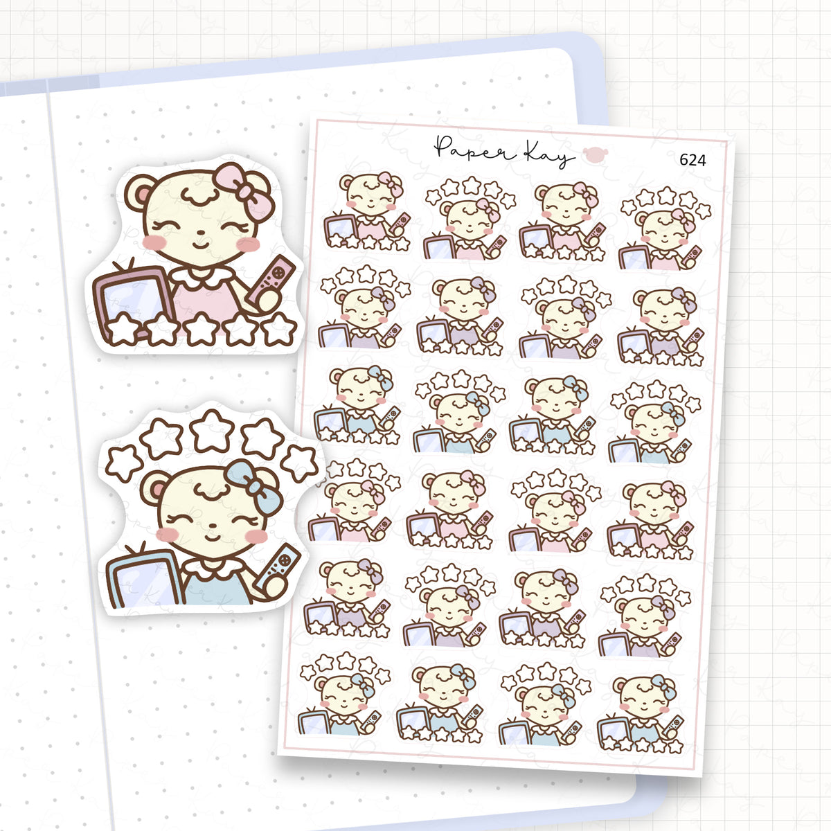 Zoomed in image of the doodles from a character planner sticker sheet.