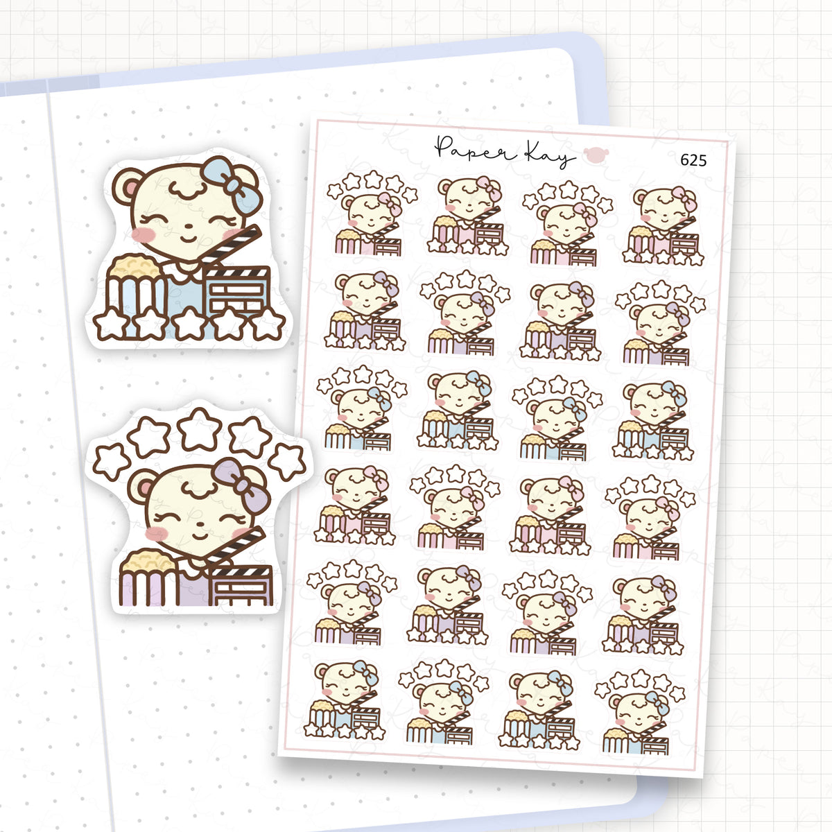 Zoomed in image of the doodles from a character planner sticker sheet.