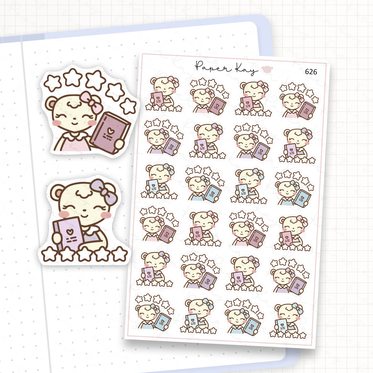 Zoomed in image of the doodles from a character planner sticker sheet.