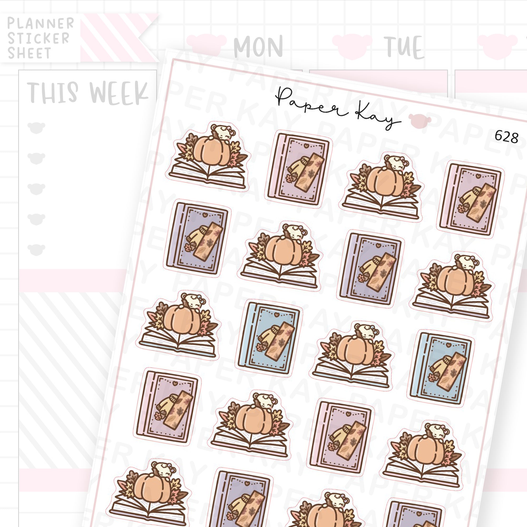 Dot the Bear Autumn Reads Planner Sticker Sheet