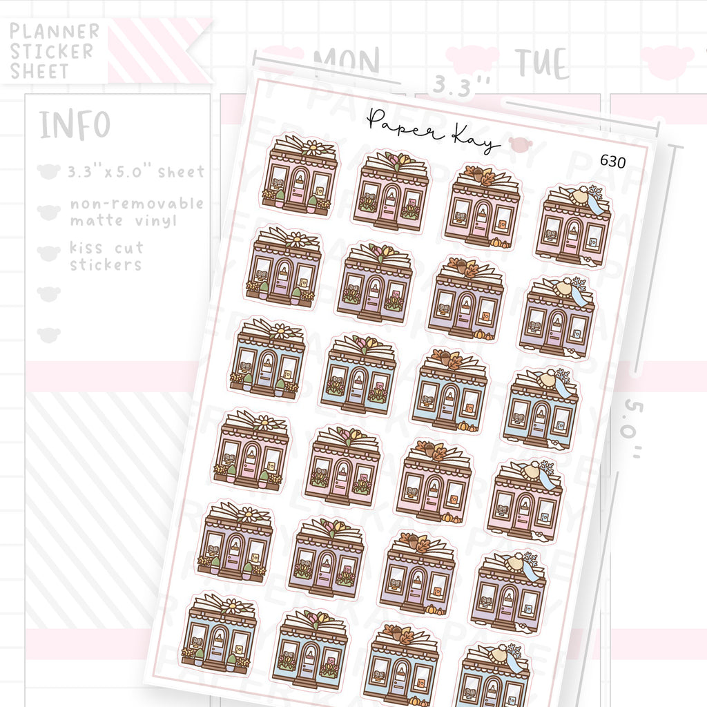 Seasonal Bookshop Planner Sticker Sheet