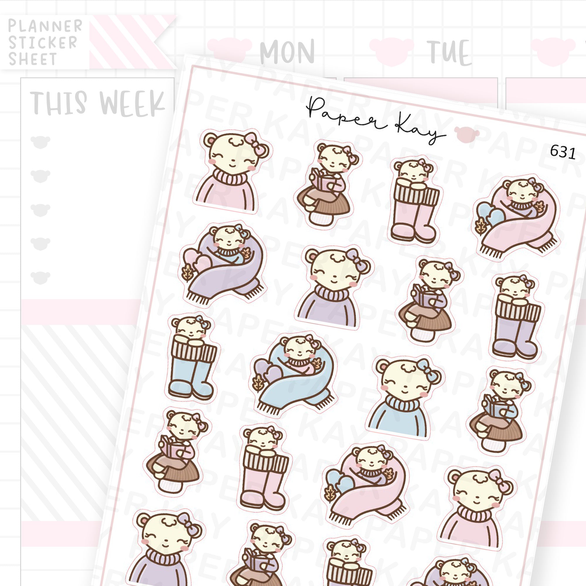 Autumnal Dot the Bear Planner Sticker Sheet