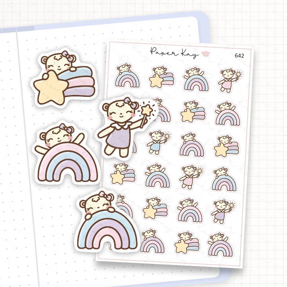Zoomed in image of the doodles from a character planner sticker sheet.