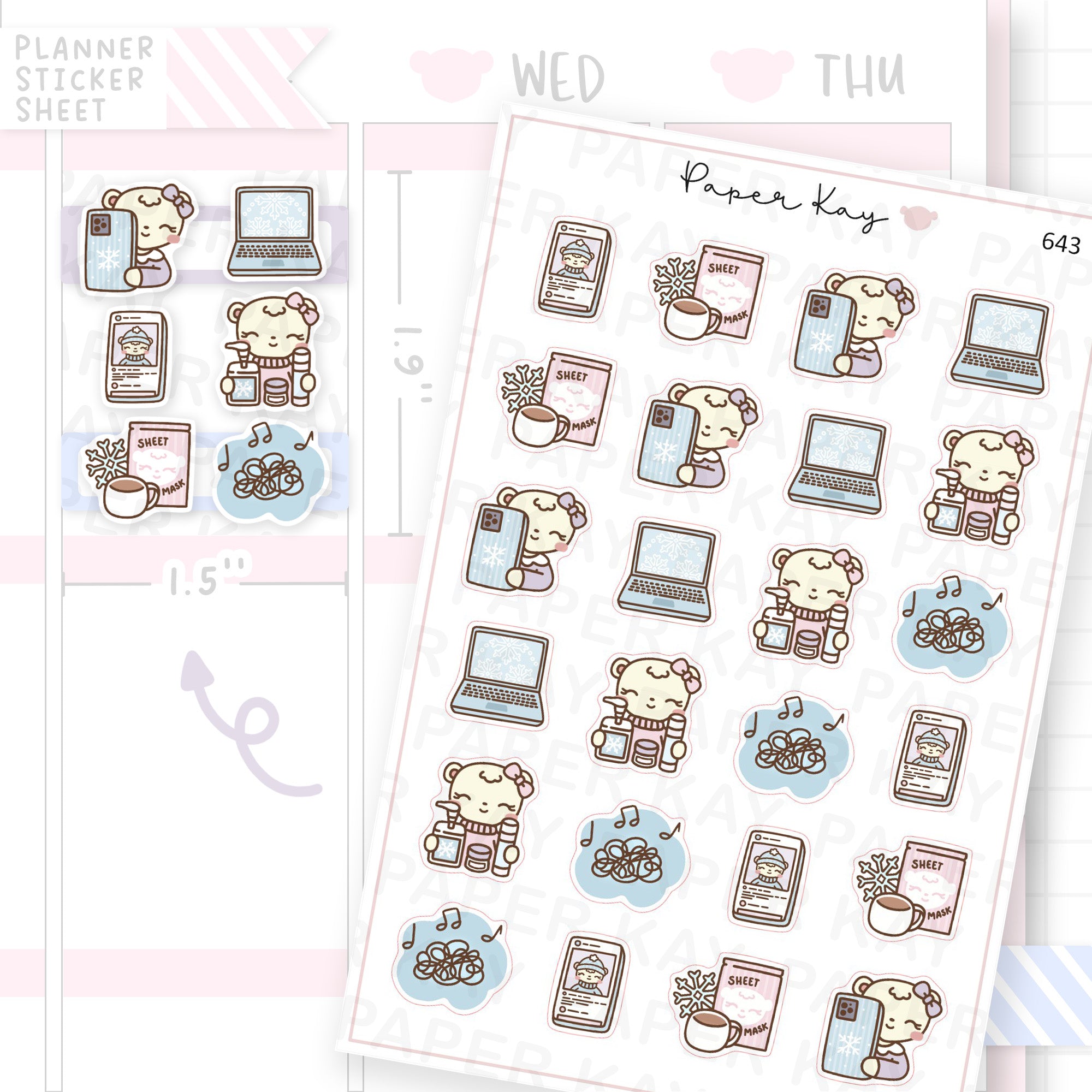 Winter Skincare and Mental Self-care Planner Sticker Sheet