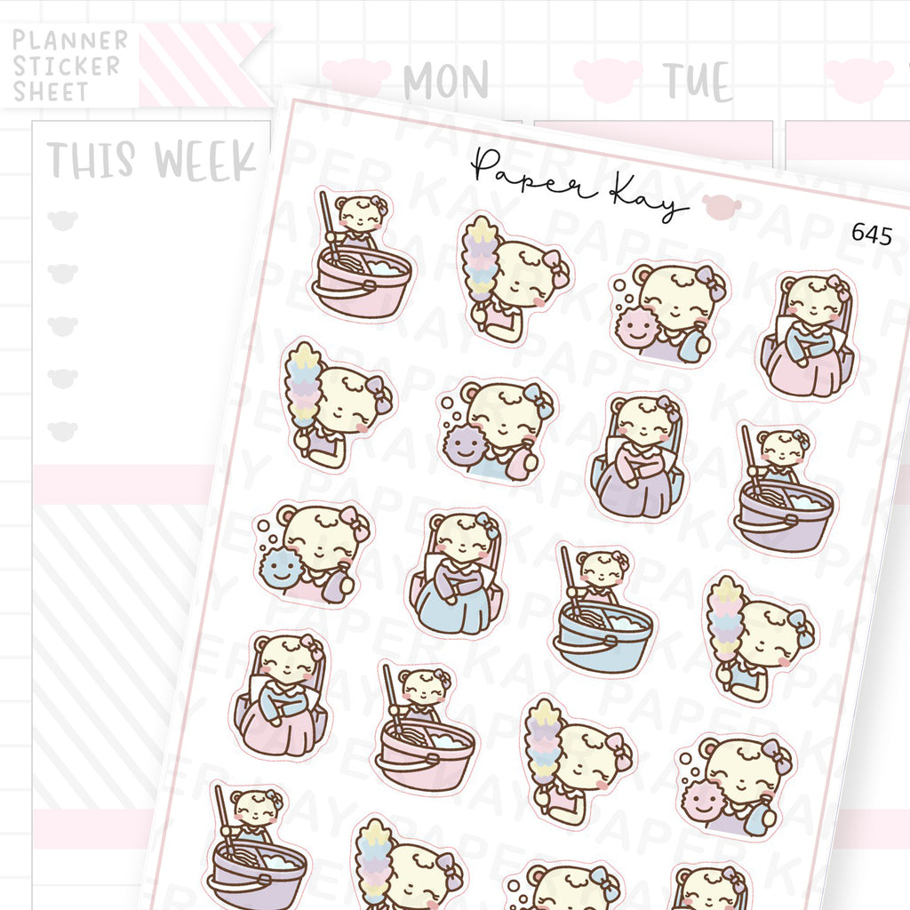 Mopping, Dusting, Scrubbing and Resting Planner Sticker Sheet