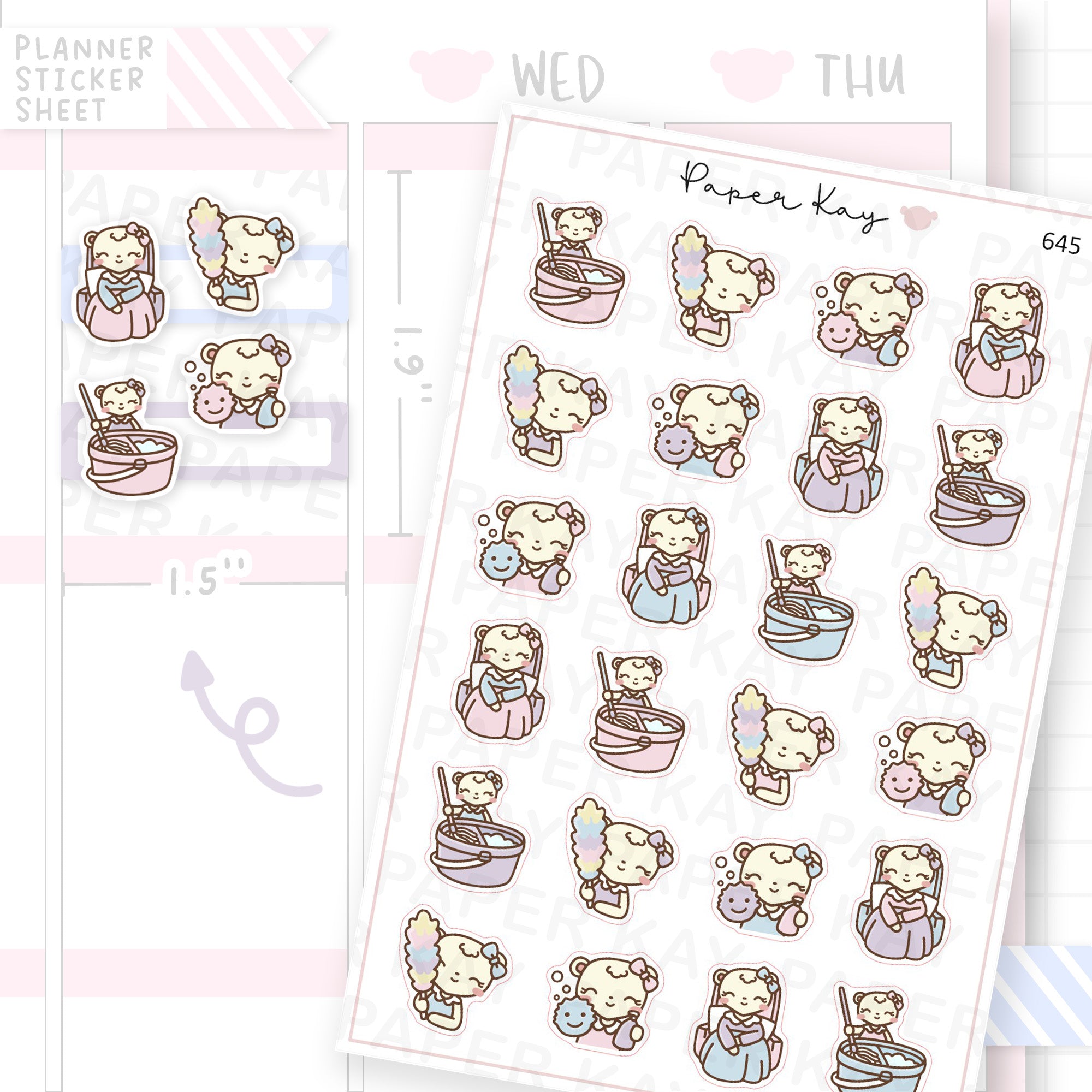 Mopping, Dusting, Scrubbing and Resting Planner Sticker Sheet