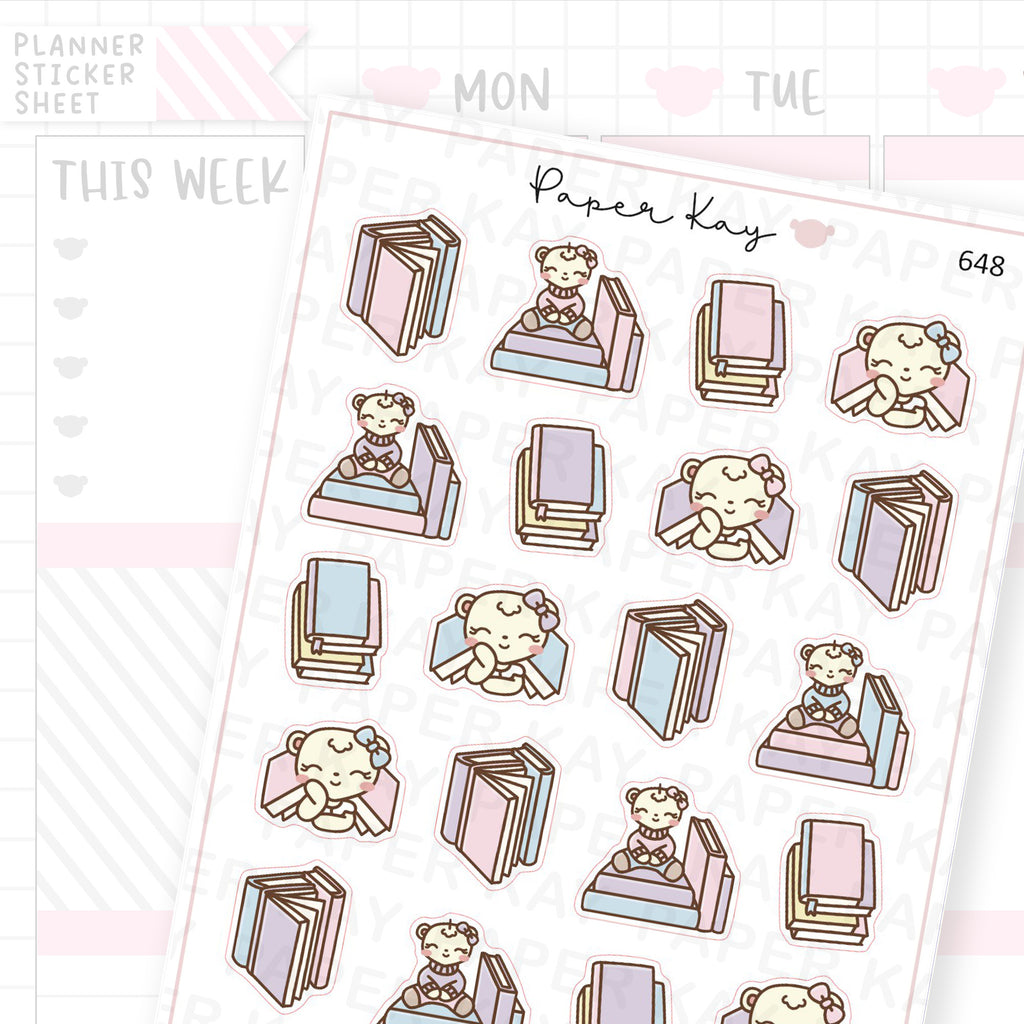 Pastel Books Planner Sticker Sheet
