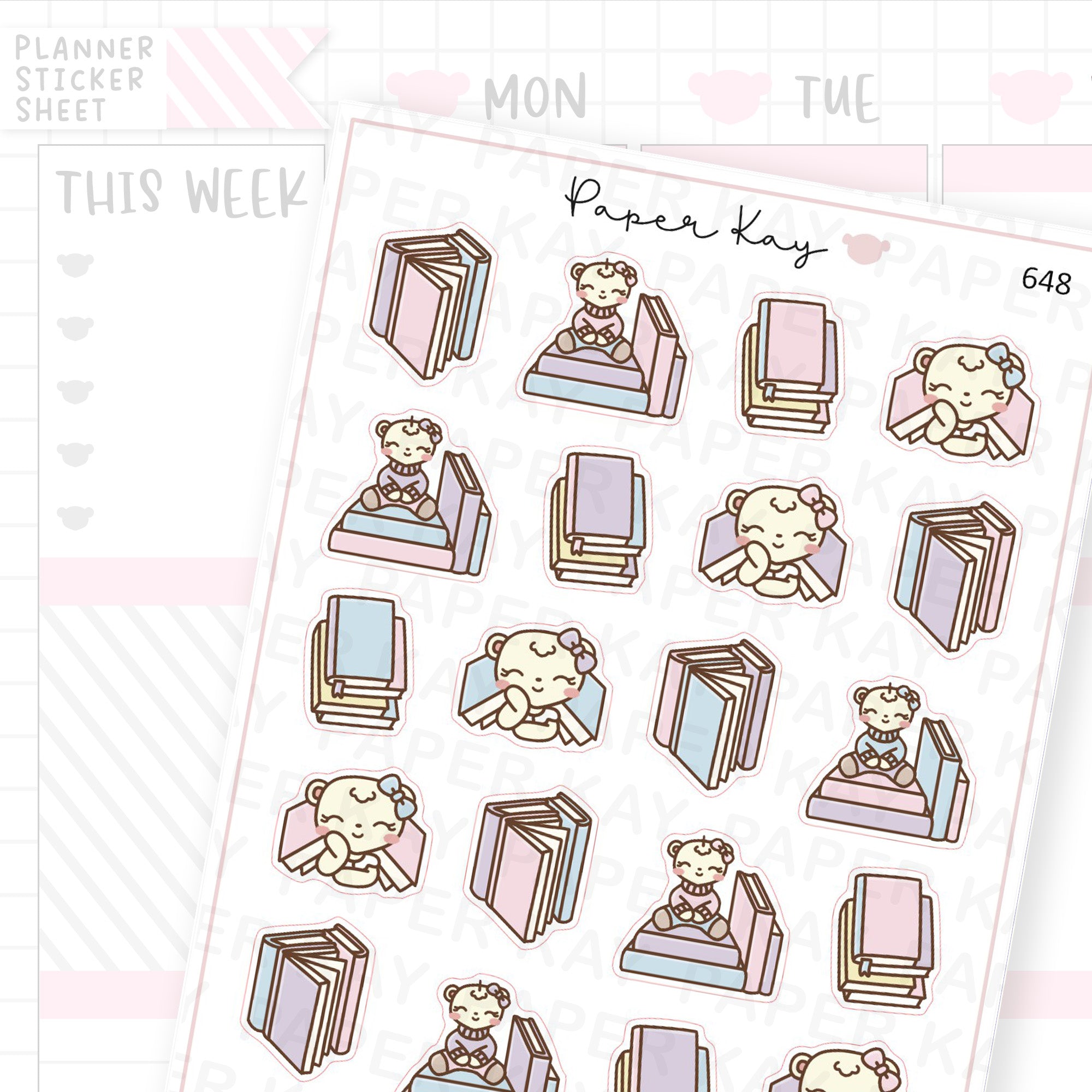 Pastel Books Planner Sticker Sheet