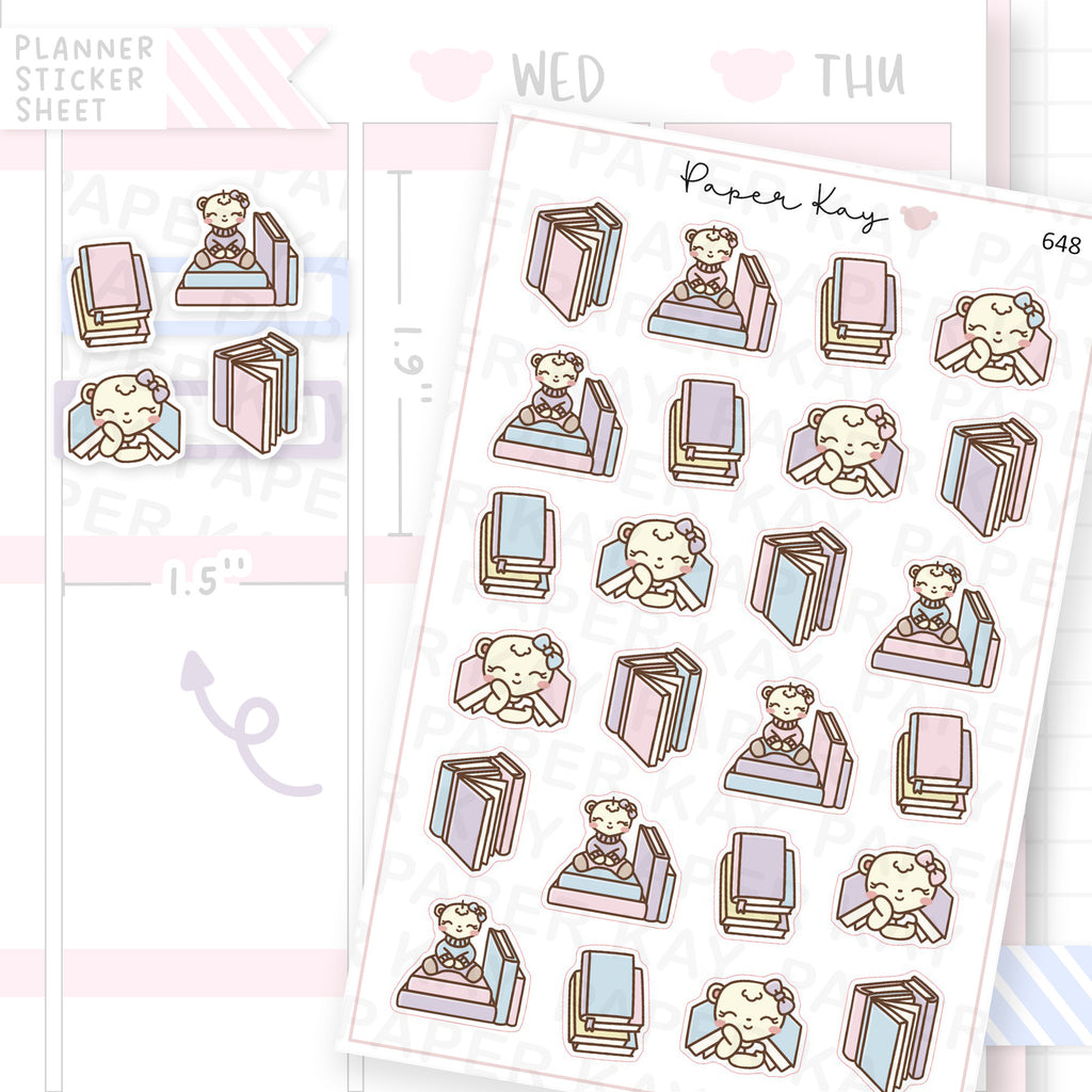 Pastel Books Planner Sticker Sheet