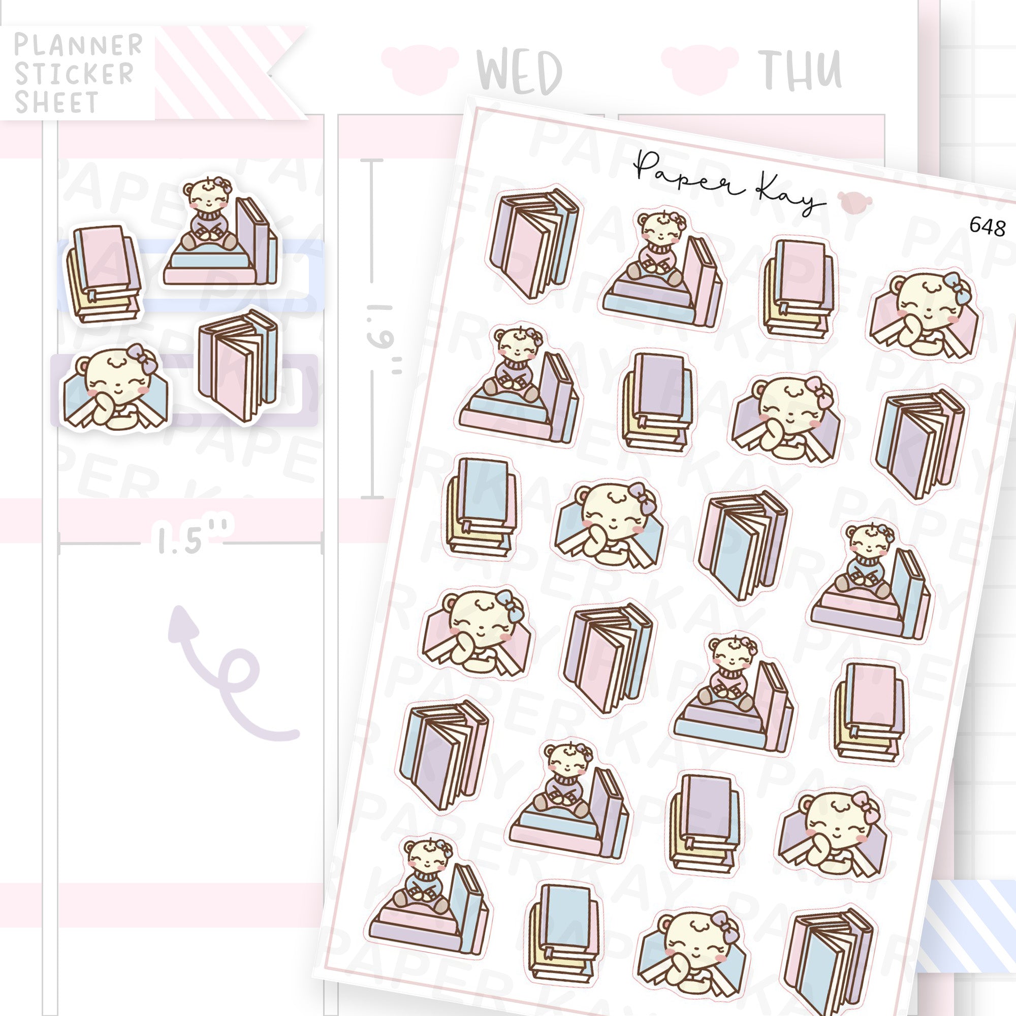 Pastel Books Planner Sticker Sheet