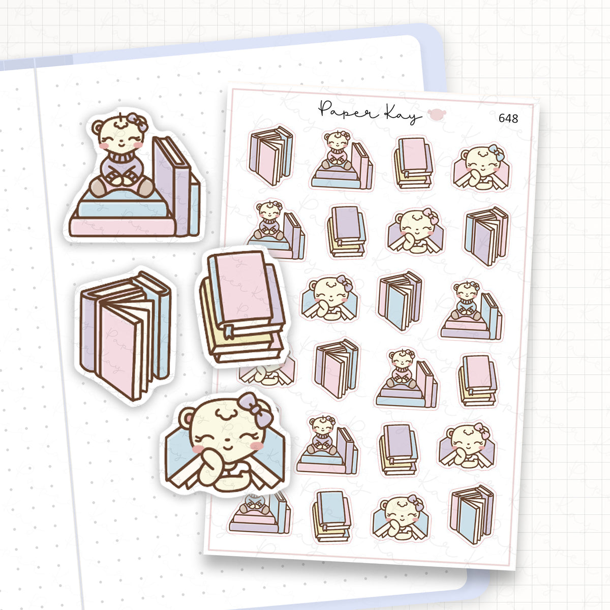 Zoomed in image of the doodles from a character planner sticker sheet.