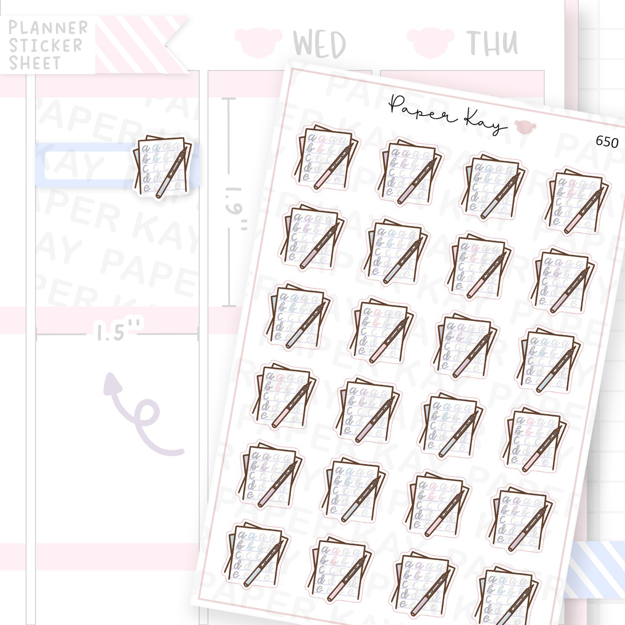 Script Handwriting Practice Planner Sticker Sheet