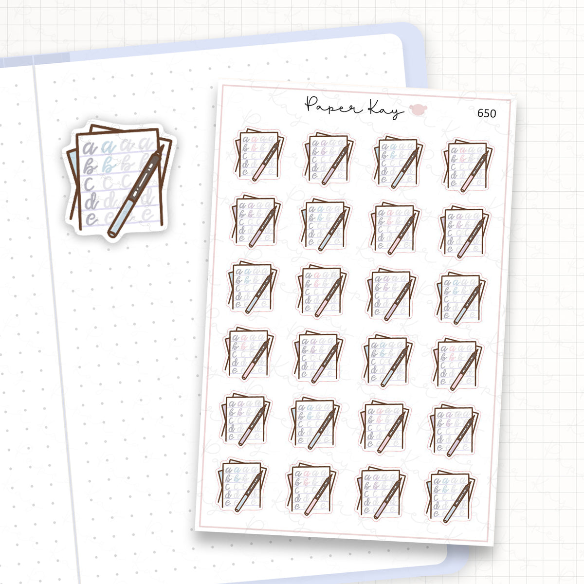 Zoomed in image of the doodles from a character planner sticker sheet.