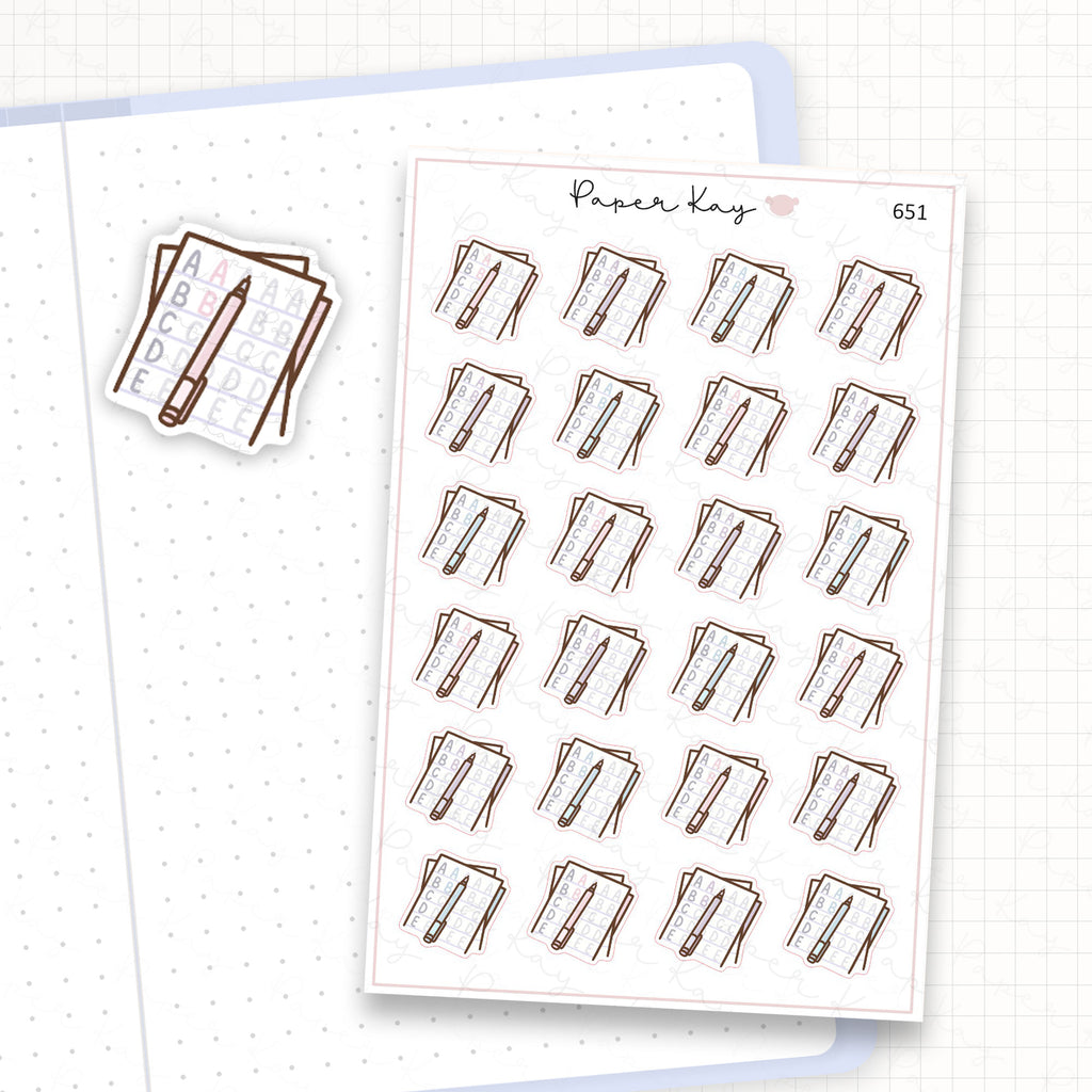 Zoomed in image of the doodles from a character planner sticker sheet.