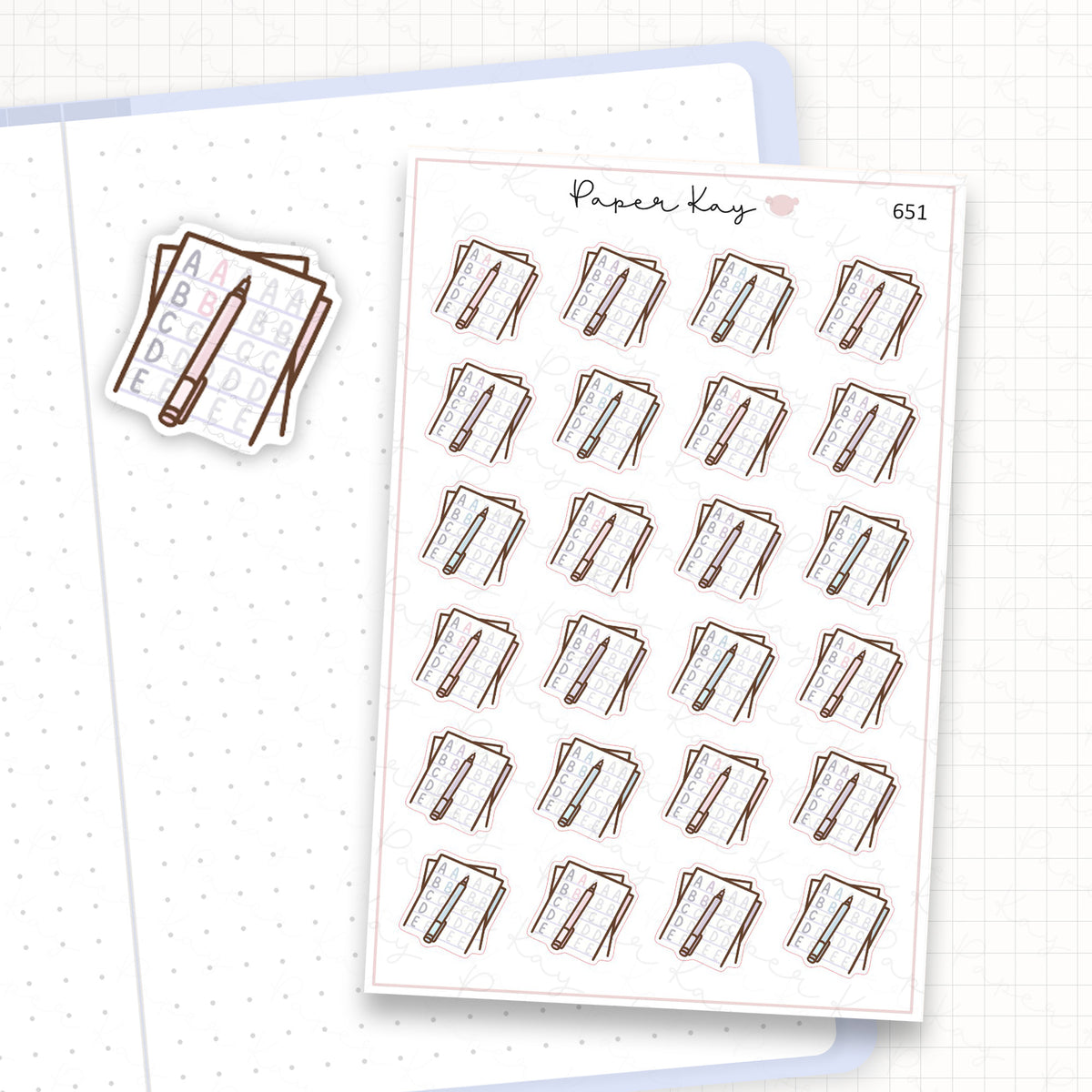Zoomed in image of the doodles from a character planner sticker sheet.