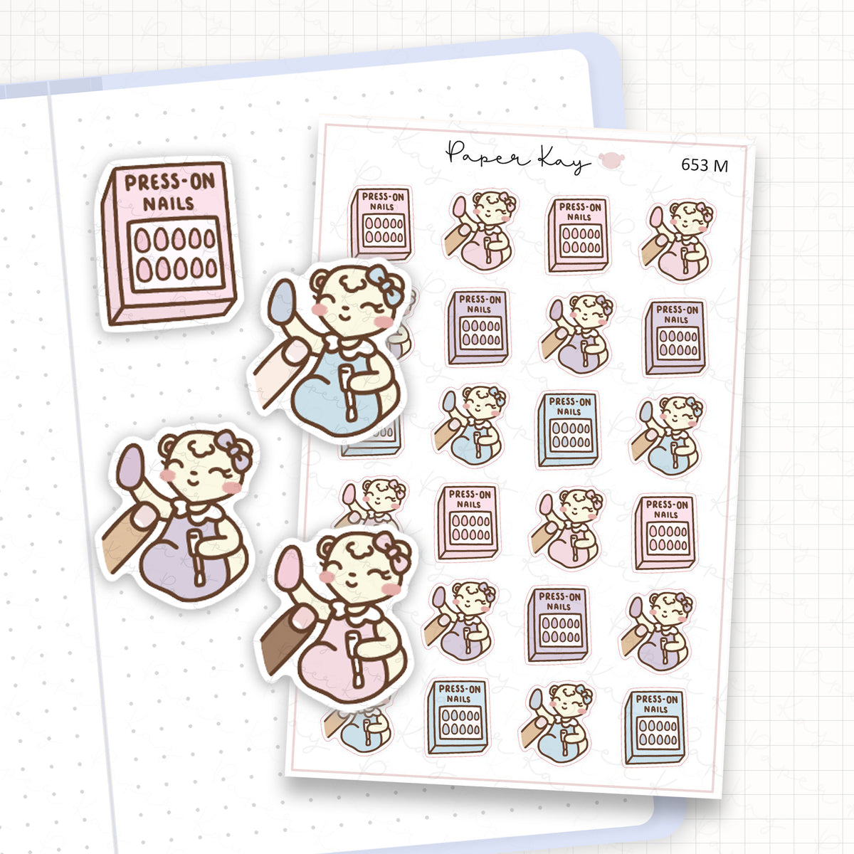 Zoomed in image of the doodles from a character planner sticker sheet.