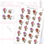Dot the Bear with Winter Flowers Planner Sticker Sheet