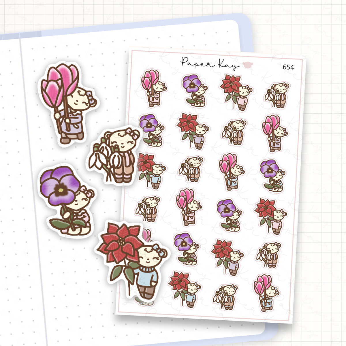 Zoomed in image of the doodles from a character planner sticker sheet.