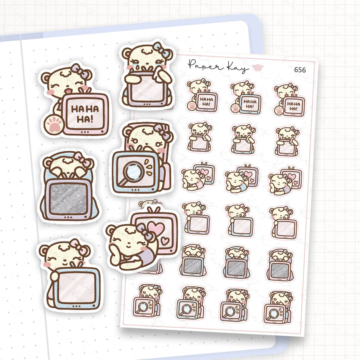 Zoomed in image of the doodles from a character planner sticker sheet.