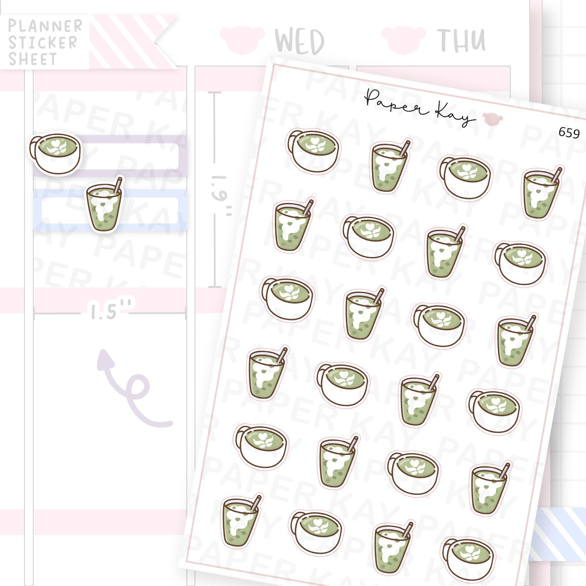 Matcha Drinks Planner Sticker Sheet