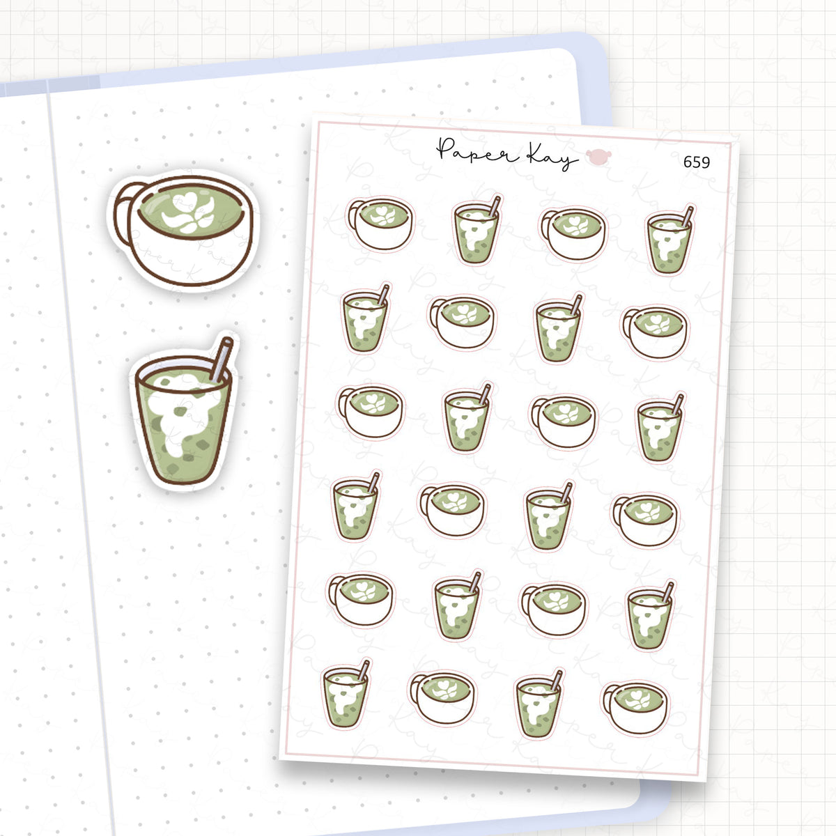 Zoomed in image of the doodles from a character planner sticker sheet.