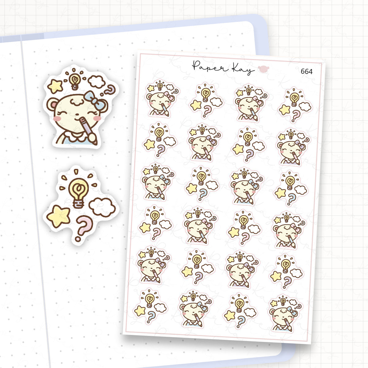 Zoomed in image of the doodles from a character planner sticker sheet.