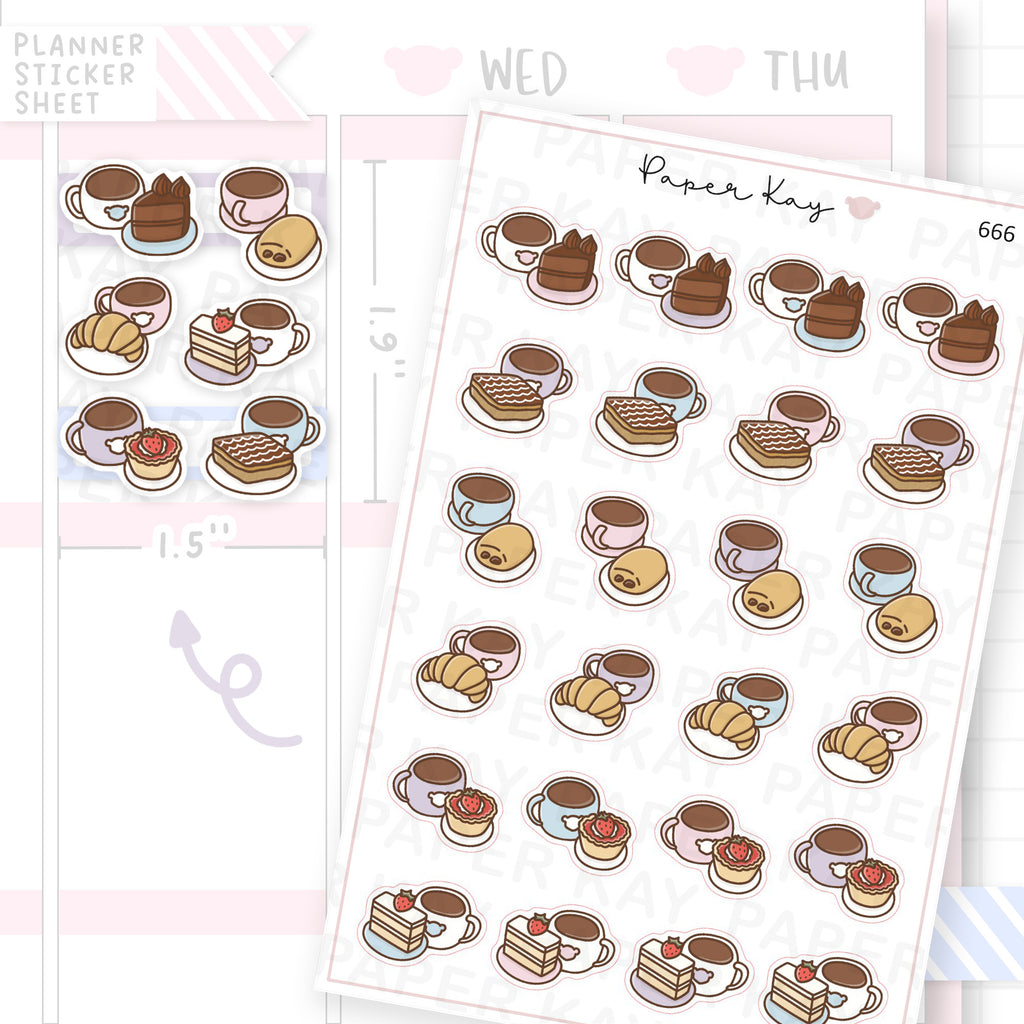 Cafe Coffee with a Treat Planner Sticker Sheet
