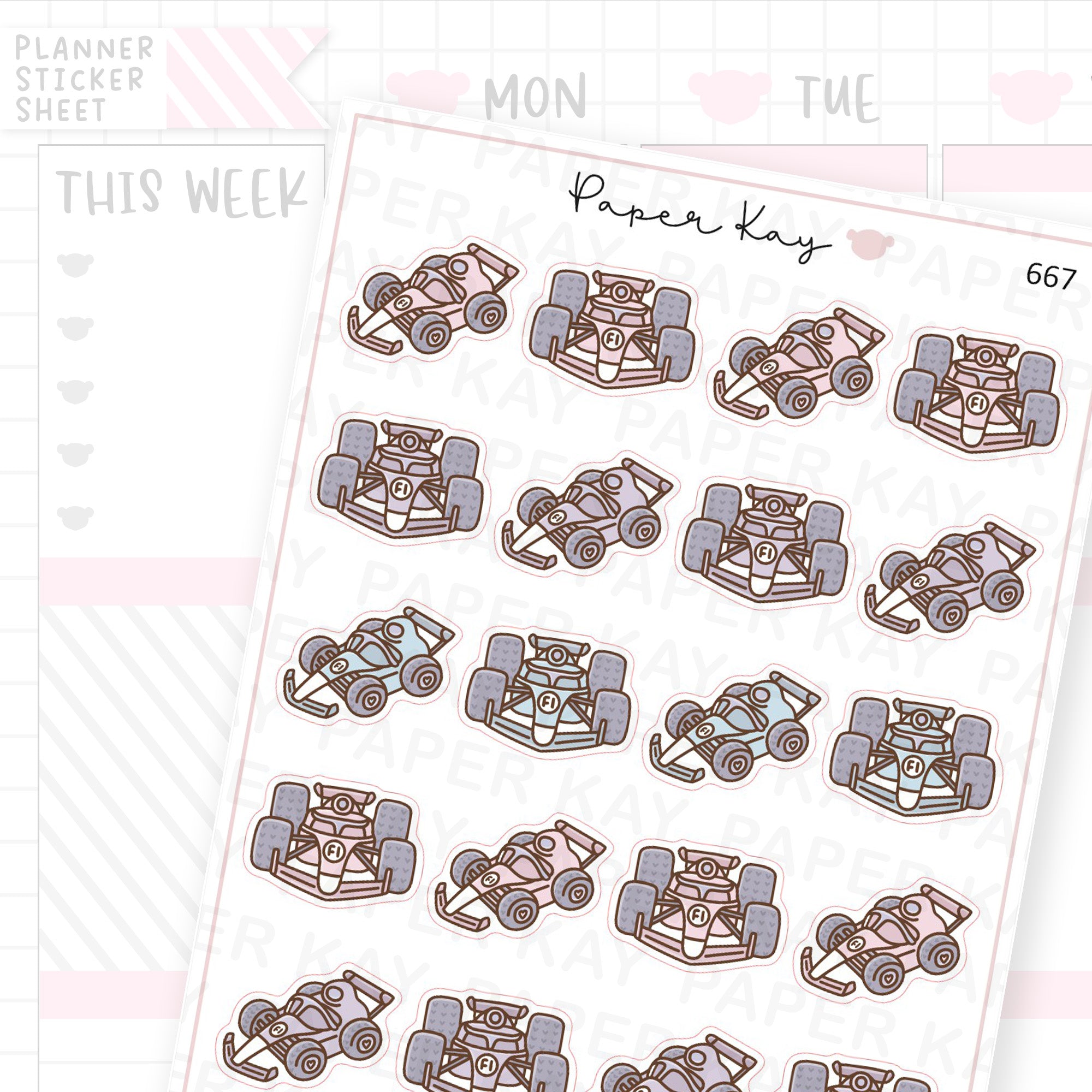 Race Car Planner Sticker Sheet