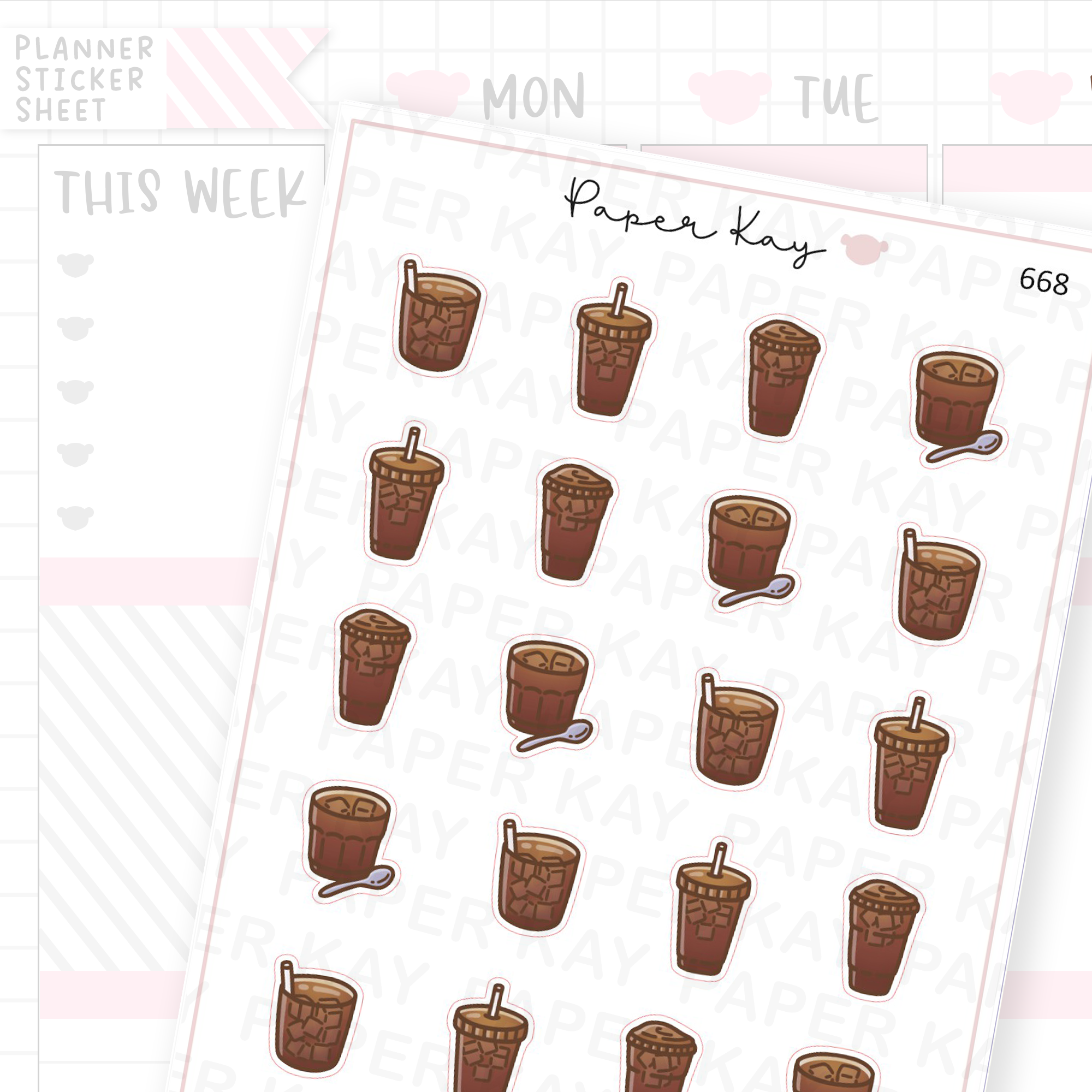 Iced Americano Planner Sticker Sheet