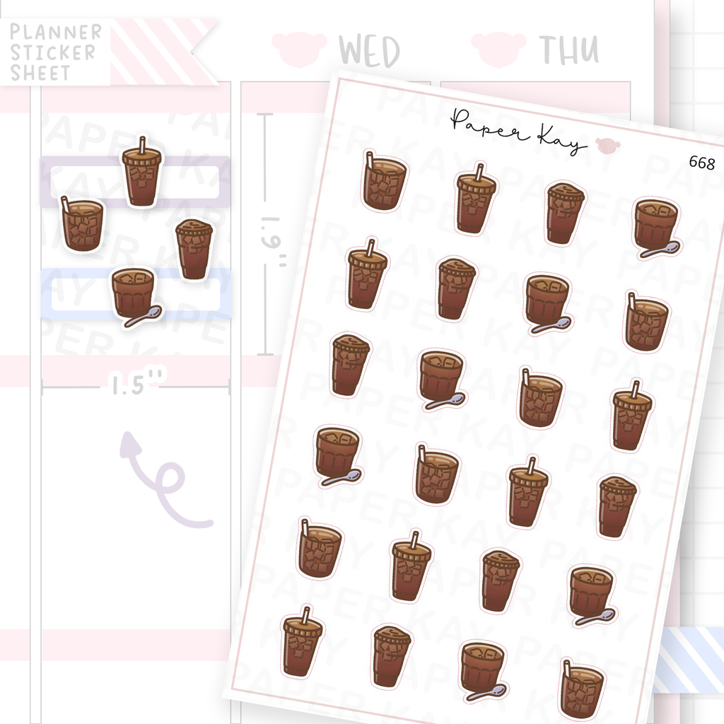 Iced Americano Planner Sticker Sheet