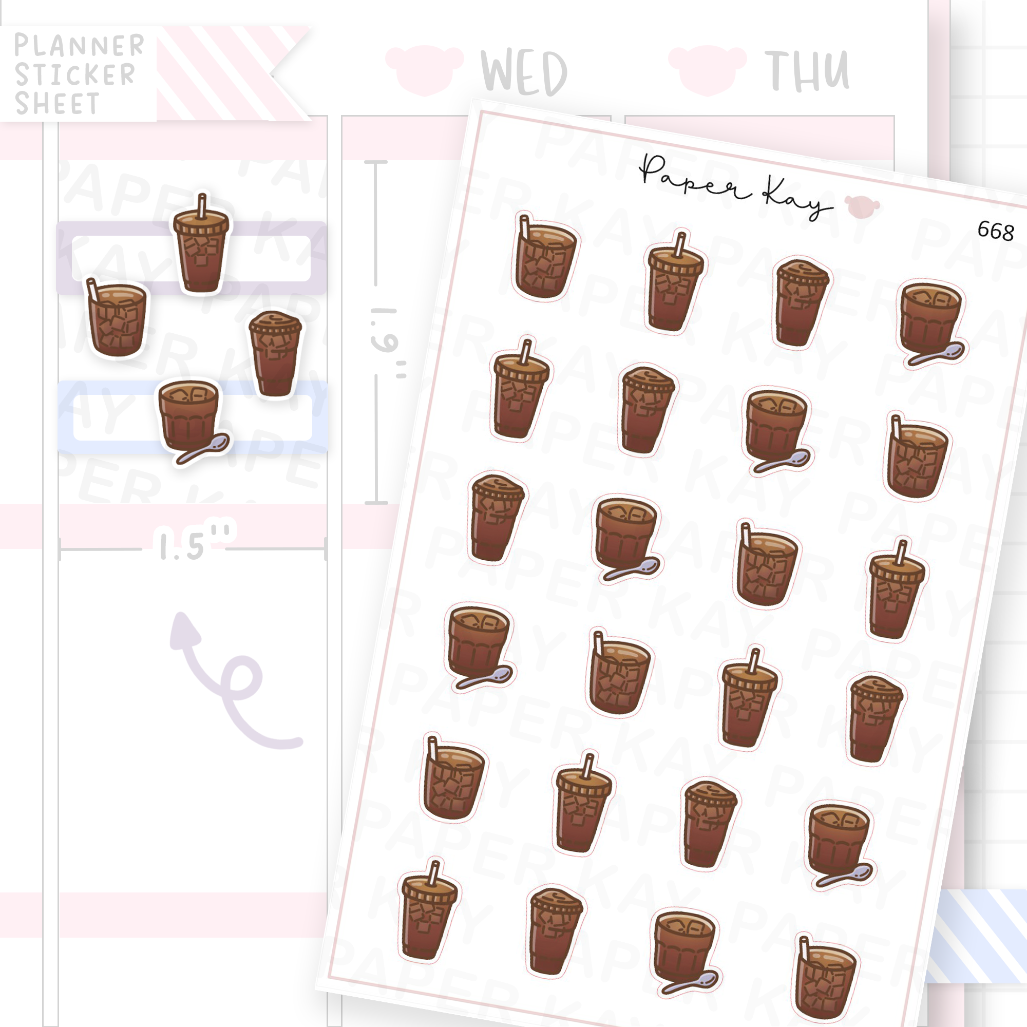Iced Americano Planner Sticker Sheet