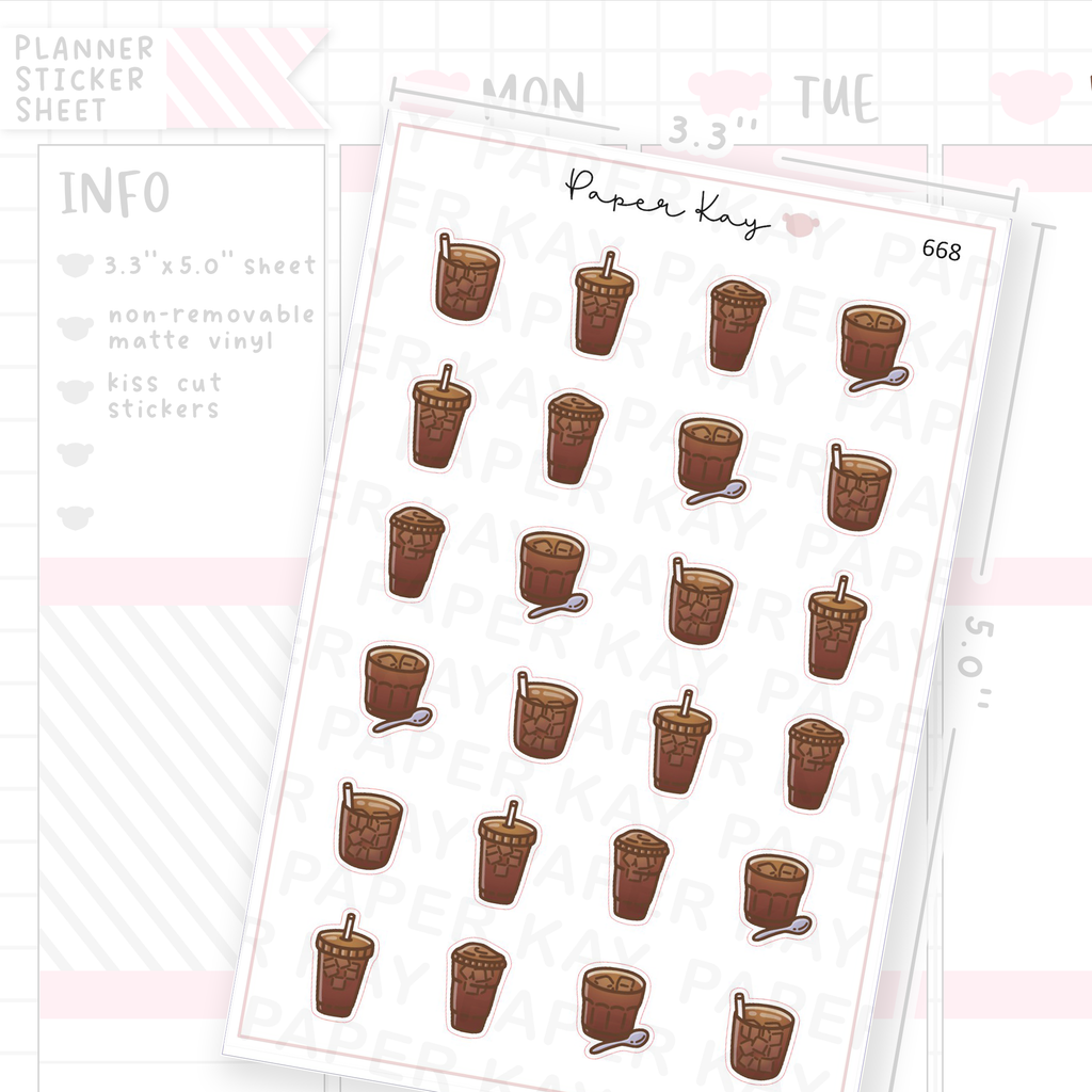 Iced Americano Planner Sticker Sheet