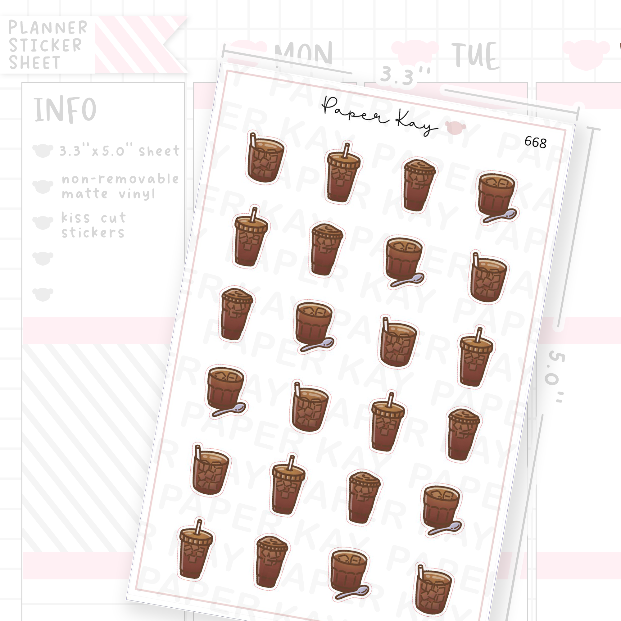 Iced Americano Planner Sticker Sheet