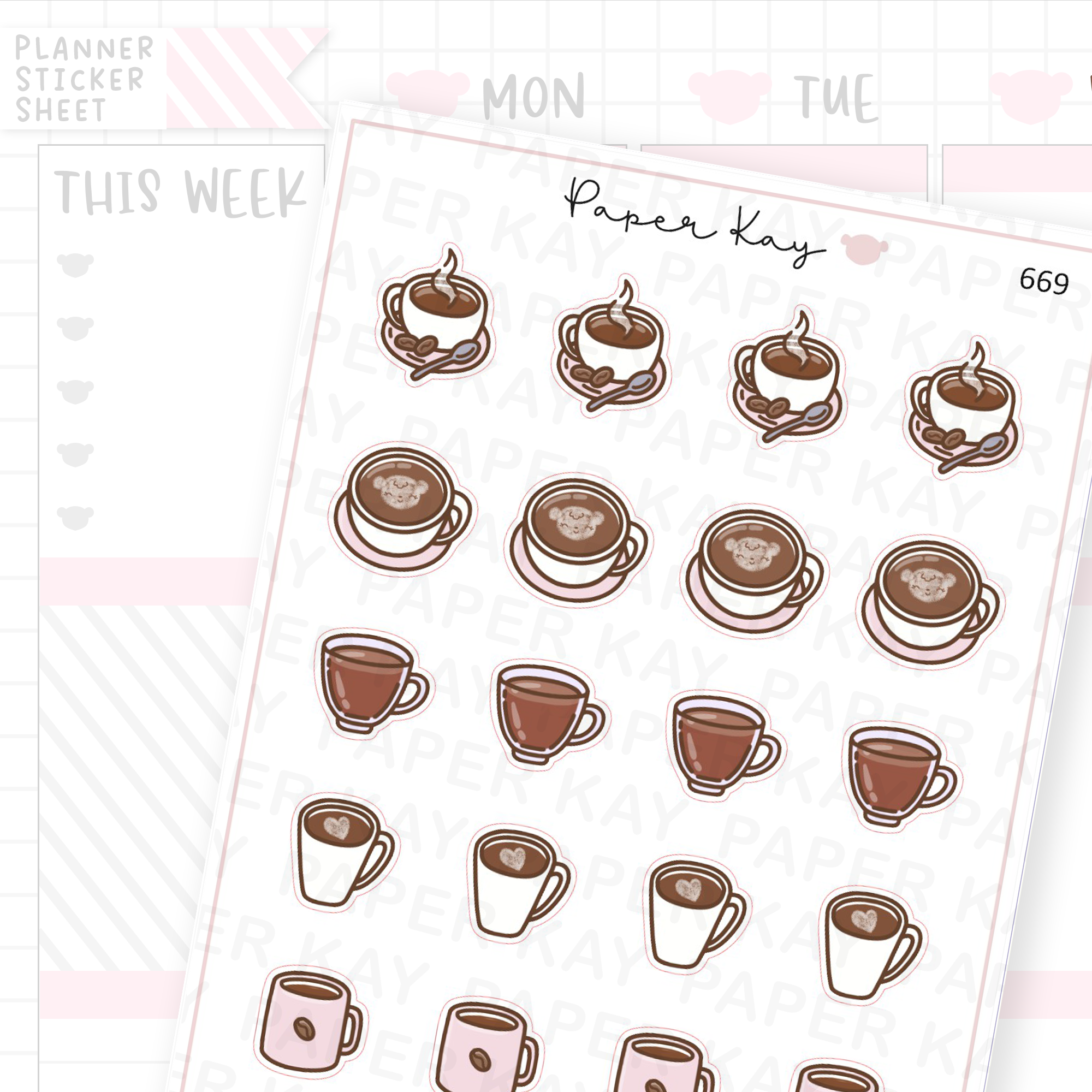 Coffee Drinks Planner Sticker Sheet