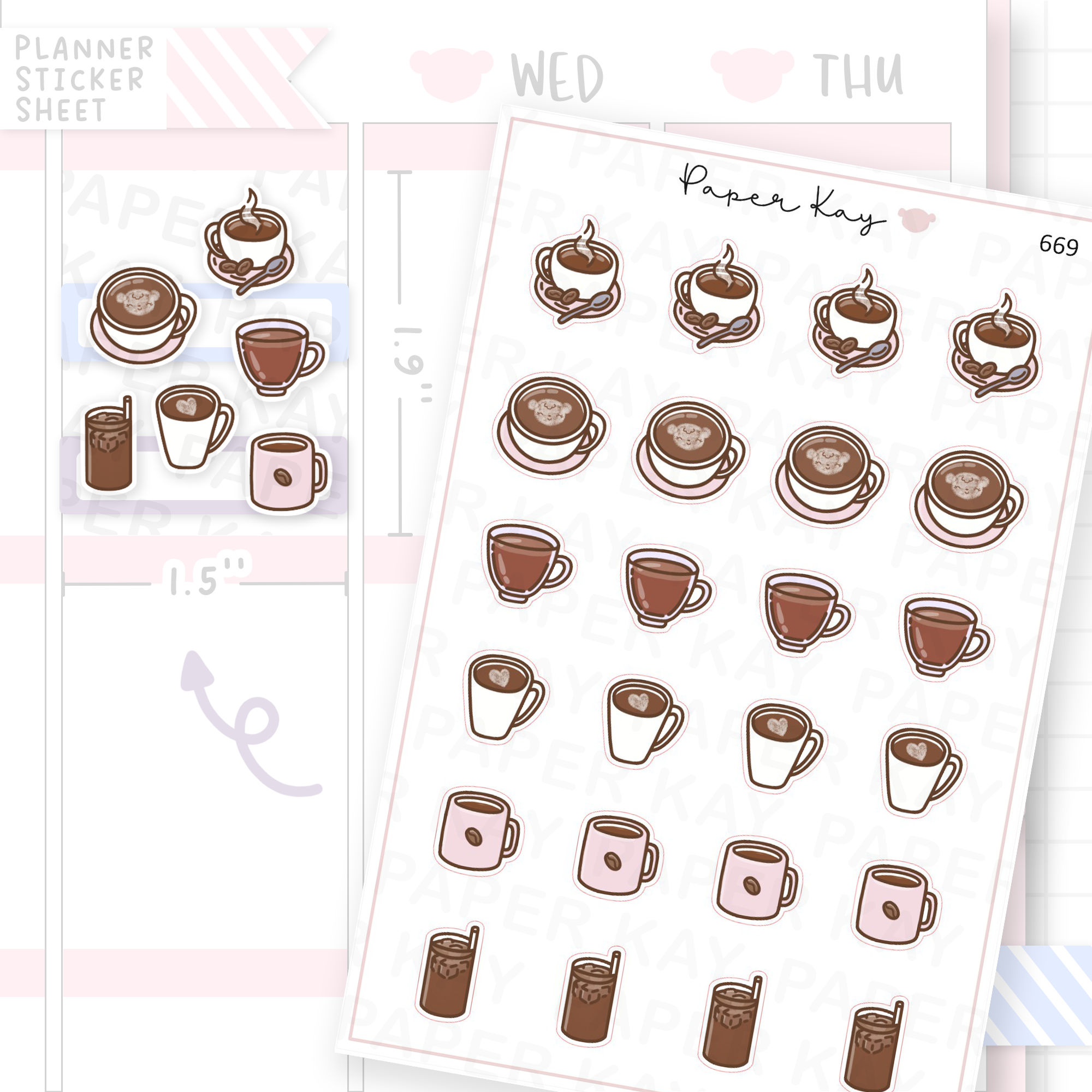 Coffee Drinks Planner Sticker Sheet