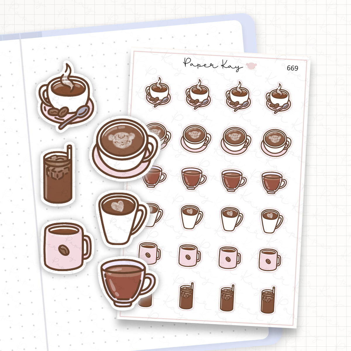Zoomed in image of the doodles from a character planner sticker sheet.